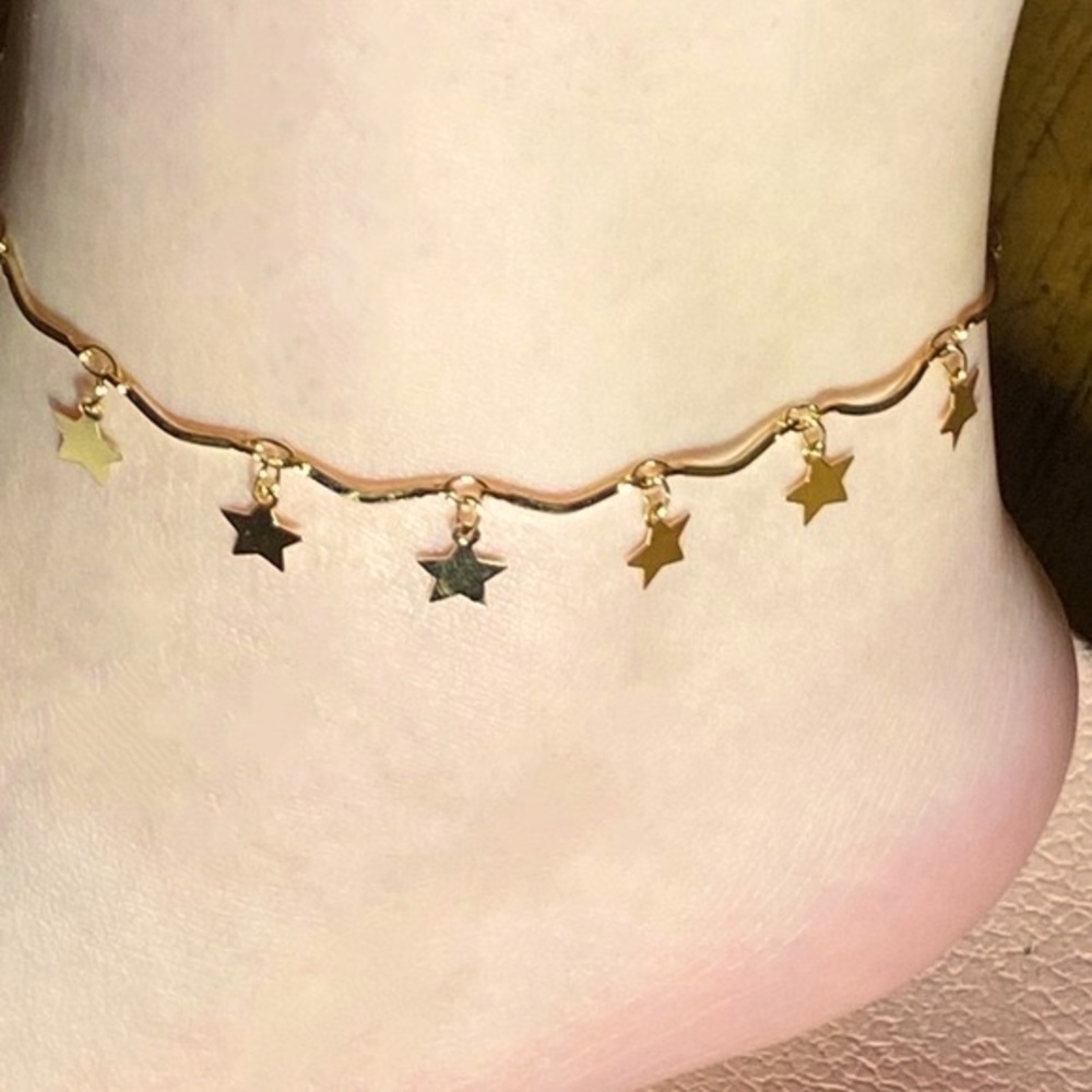 Adjustable anklet bracelet with star charms - Picture 2 of 4
